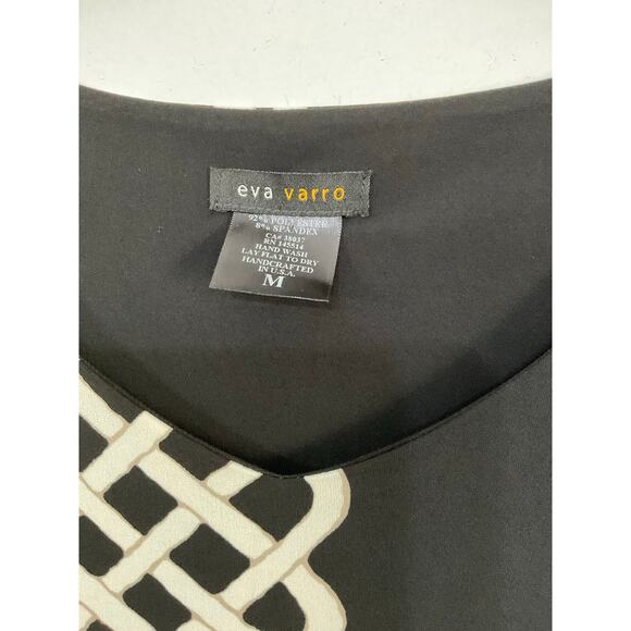 Eva Varro V-Neck Cold Shoulder Tunic Top Floral Size Medium Celtic Knots Stretch - Picture 5 of 5